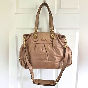 Coach Ashley Metallic Steel Leather Sachel, Tote